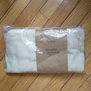 Grove Reusable Bags for Produce Organic Cotton Mesh Pack Of 6 New